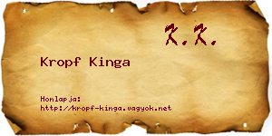 Kropf Kinga névjegykártya